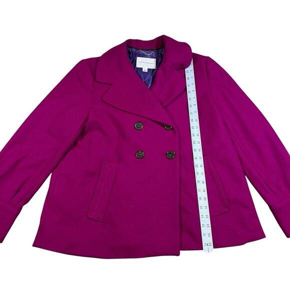 Banana Republic Fuchsia Double Breast Wool Blend Pea Coat. Women's Medium - Picture 3 of 8